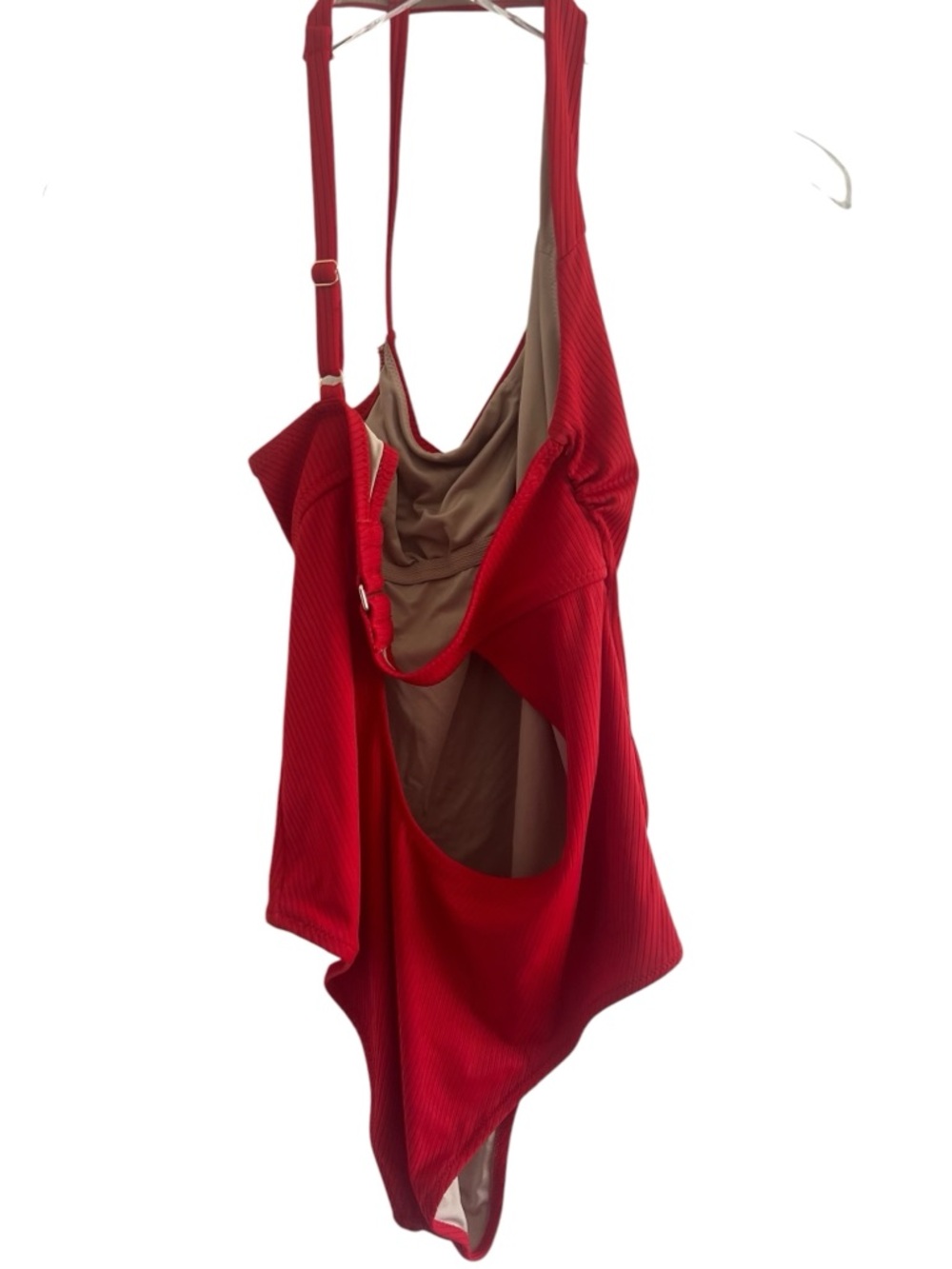 Red Ribbed One-Piece Swimsuit - Picture 2 of 4